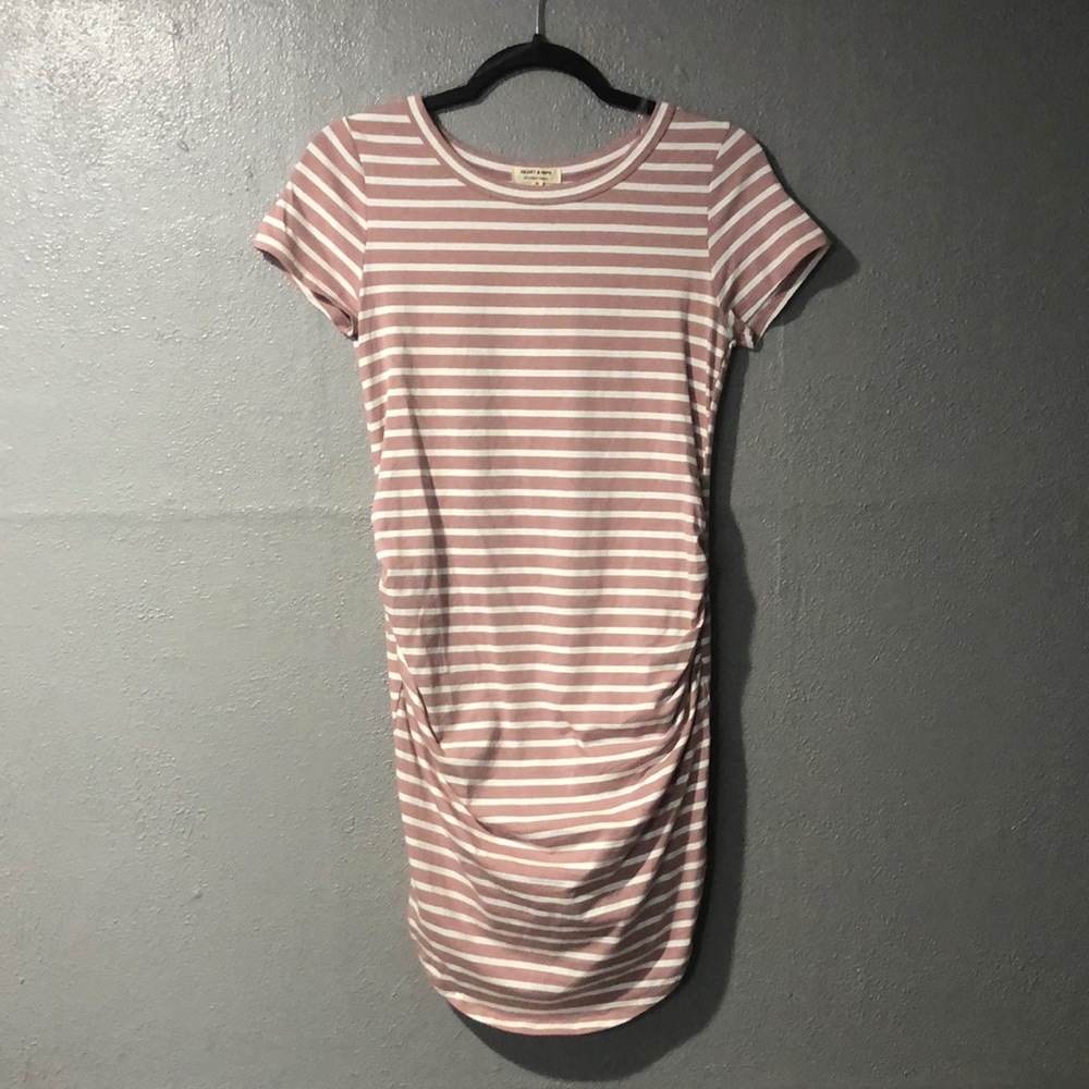 Dusty Pink Striped Maternity Dress
